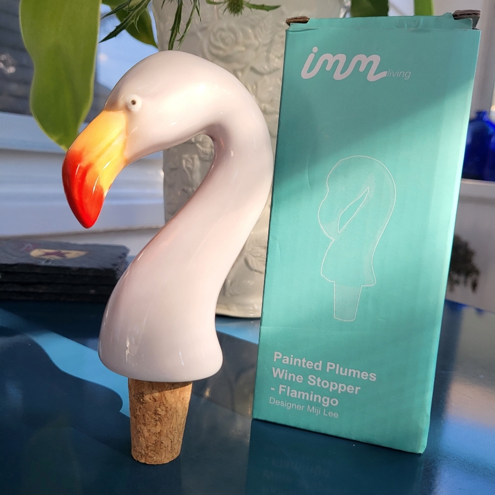 imm Living Painted Plumes Exotic Flamingo Wine Stopper